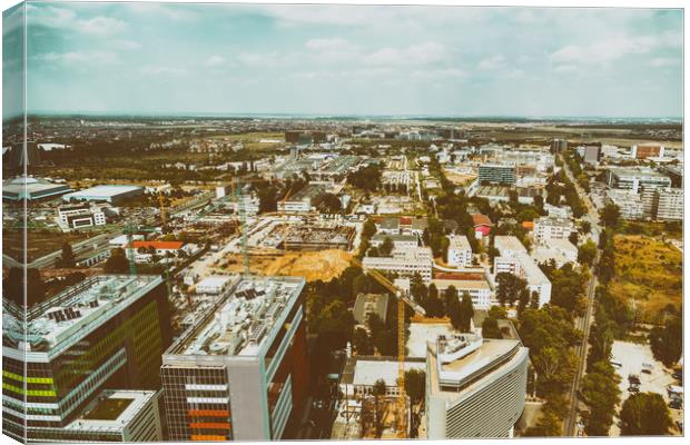 Aerial View Of Bucharest City Skyline Canvas Print by Radu Bercan