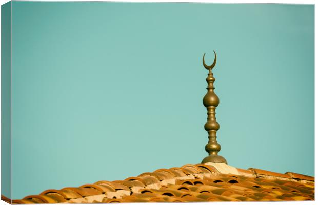 Islamic Religion Crescent Moon Sign On Mosque Canvas Print by Radu Bercan