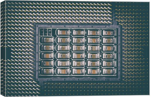 CPU Socket On Computer Motherboard Canvas Print by Radu Bercan