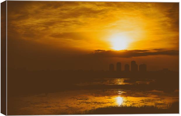 Summer Sunset Over Bucharest City Skyline Canvas Print by Radu Bercan