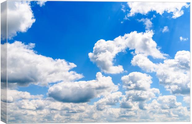 White Cumulus Clouds On Blue Sky Canvas Print by Radu Bercan