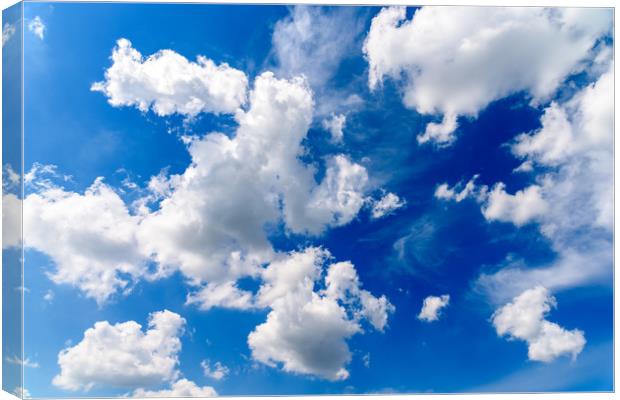 White Cumulus Clouds On Blue Sky Canvas Print by Radu Bercan
