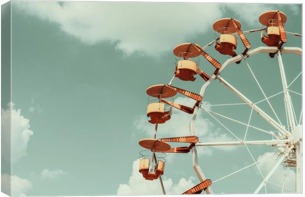 Ferris Wheel In Fun Park On Blue Sky Canvas Print by Radu Bercan