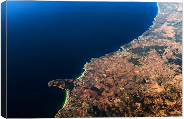 Palma de Mallorca And Balearic Sea At 10.000m Alti Canvas Print by Radu Bercan