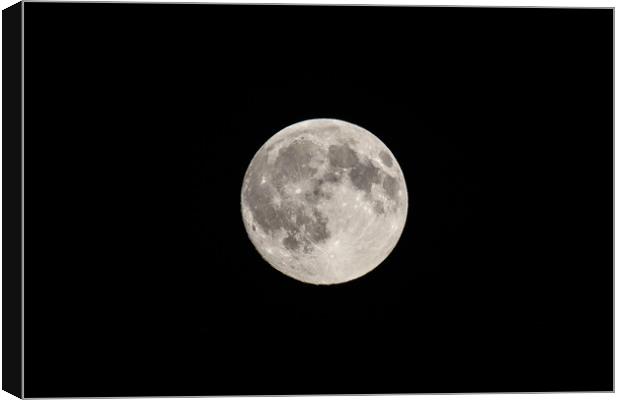 The Moon On Black Night Sky Canvas Print by Radu Bercan
