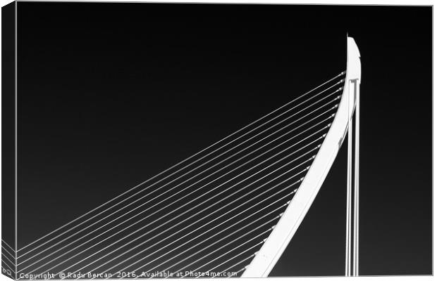 White Abstract Bridge Structure On Blue Sky Canvas Print by Radu Bercan