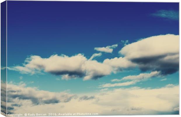 White Soft Clouds On Blue Turquoise Sky Canvas Print by Radu Bercan
