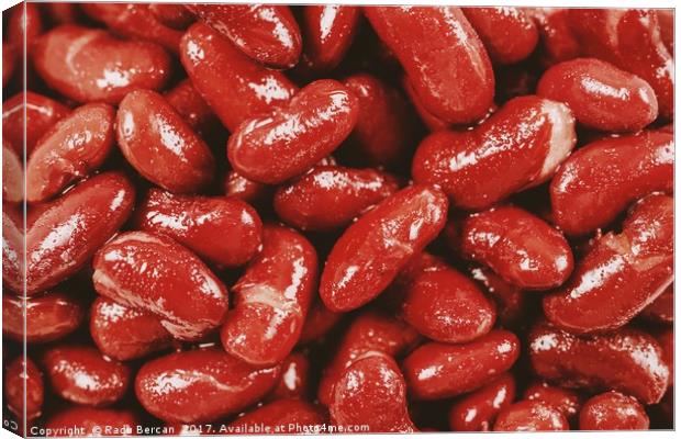Pile Of Canned Red Kidney Beans Canvas Print by Radu Bercan