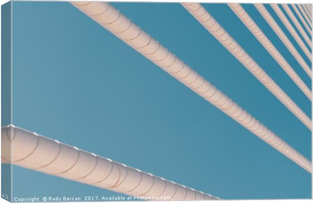Steel Bridge Cables On Blue Sky Canvas Print by Radu Bercan