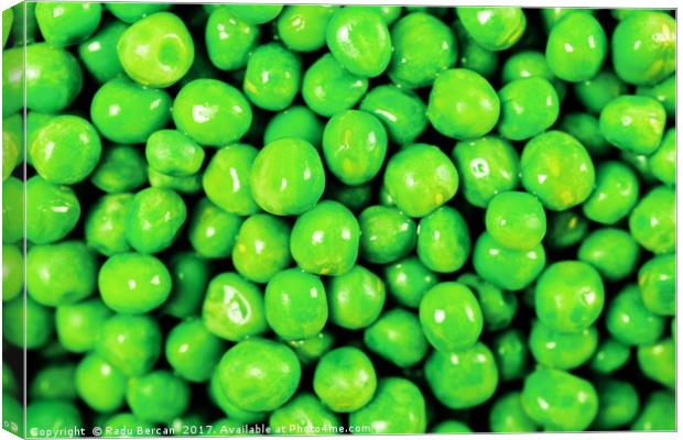 Pile Of Fresh Green Peas Top View Canvas Print by Radu Bercan