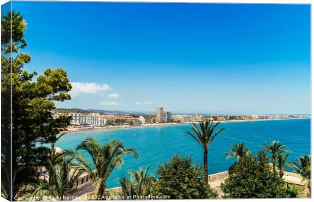 Panoramic View Of Peniscola City Holiday Beach Res Canvas Print by Radu Bercan