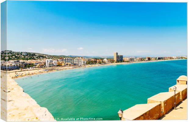 Panoramic Skyline View Of Peniscola City Beach Res Canvas Print by Radu Bercan