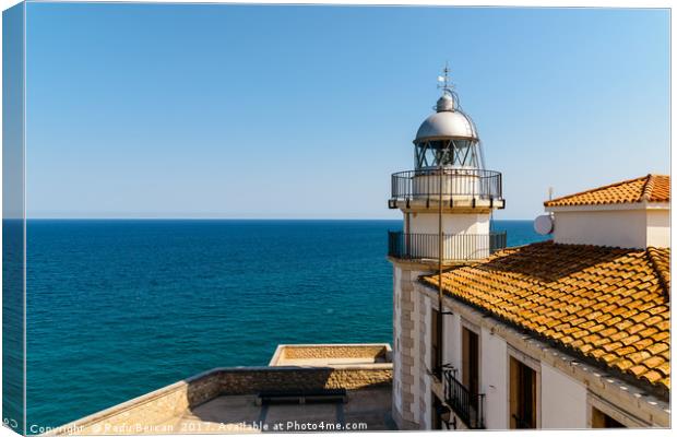 Lighthouse With Mediterranean Sea As Background Canvas Print by Radu Bercan