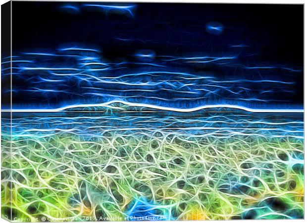 Moonlit Serenity: An Electric Ocean Canvas Print by Catchavista 