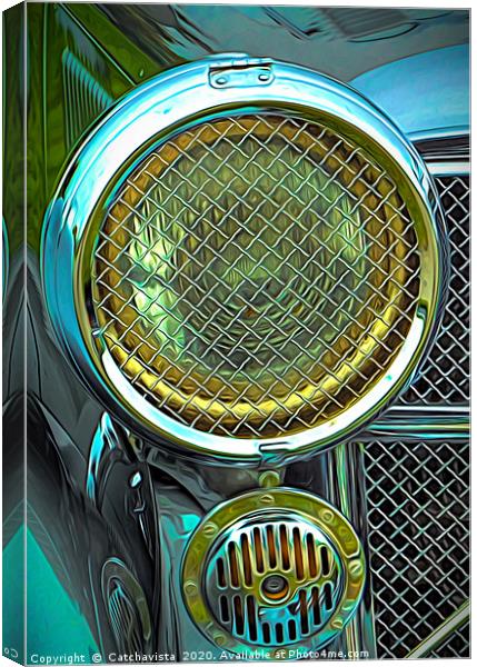 Glistening Heritage: Vintage Car Spotlight Canvas Print by Catchavista 