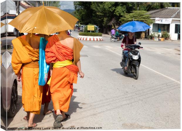 Monks in Laos Canvas Print by Massimo Lama