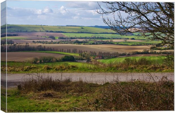 Layered view from Butser Hill in Hampshire Canvas Print by Julian Paynter