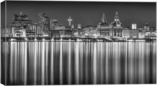 Liverpool's Illuminated Waterfront Reflections Canvas Print by Kevin Elias