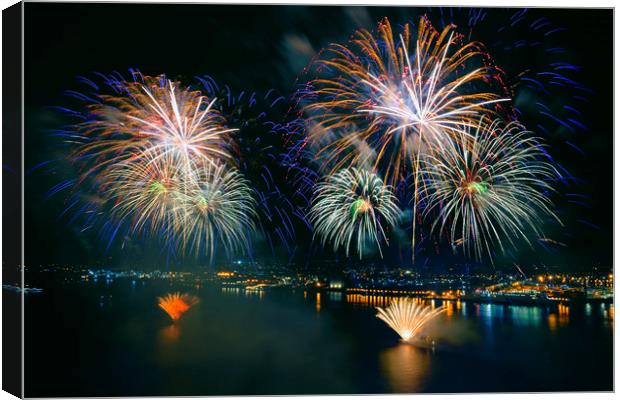 River of Light firework display Canvas Print by Kevin Elias