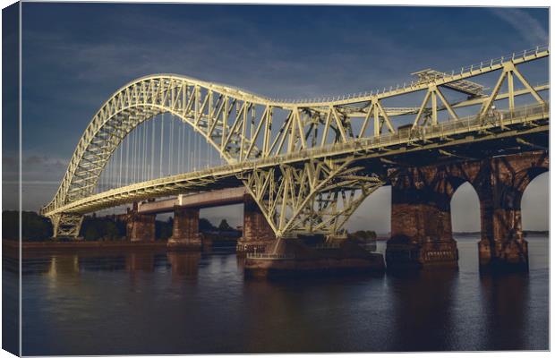Historical Runcorn Bridge: An Iron Vanguard Canvas Print by Kevin Elias
