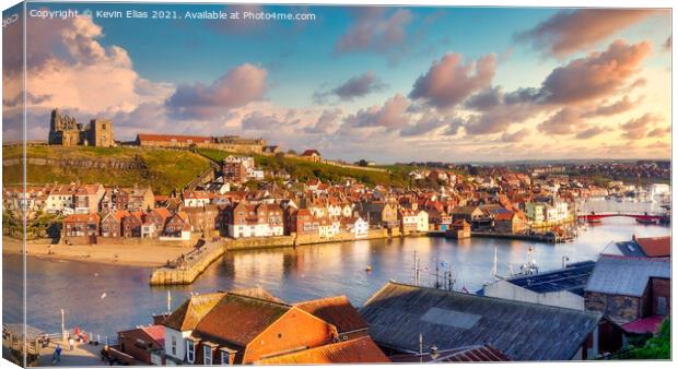 Twilight Over Whitby Harbour Canvas Print by Kevin Elias