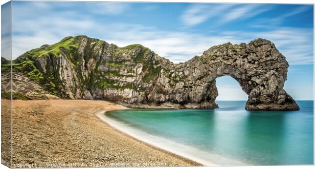 The Majestic Limestone Arch of Durdle Door Canvas Print by AMANDA AINSLEY