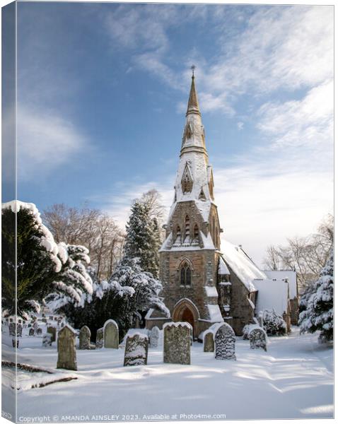 Winter at Holy Trinity Church Canvas Print by AMANDA AINSLEY