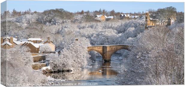 Wintry River Tees at Barnard Castle Canvas Print by AMANDA AINSLEY