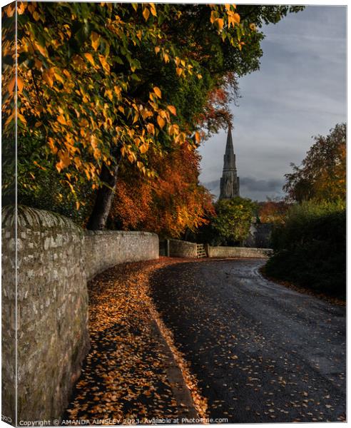 Autumn at Holy Trinity Church in Startforth Canvas Print by AMANDA AINSLEY