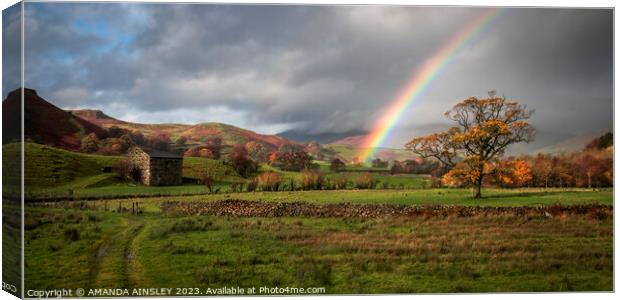 Lakeland Rainbow Scene in Autumn  Canvas Print by AMANDA AINSLEY