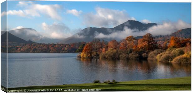 Misty Autumn Morning on Derwent Water Canvas Print by AMANDA AINSLEY
