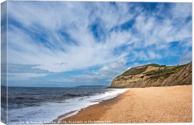 Golden Cap on The Jurassic Coast, Dorset Canvas Print by AMANDA AINSLEY