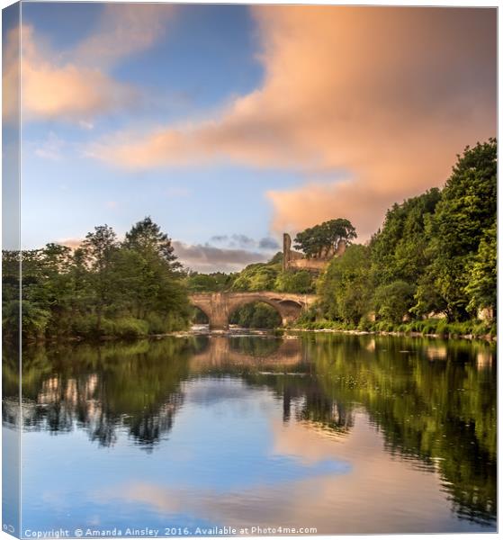  Reflections on The Tees at Barnard Castle. Canvas Print by AMANDA AINSLEY