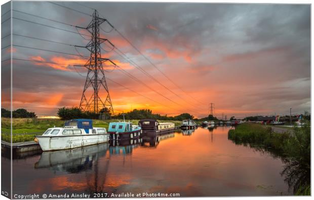Summer Canal Sunset Canvas Print by AMANDA AINSLEY