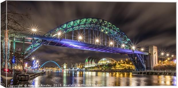 Majestic Tyne Bridge connects Newcastle and Gatesh Canvas Print by AMANDA AINSLEY