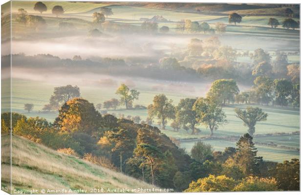 Misty Morning on River Tees Canvas Print by AMANDA AINSLEY