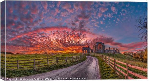 Majestic Sunset over Egglestone Abbey Canvas Print by AMANDA AINSLEY