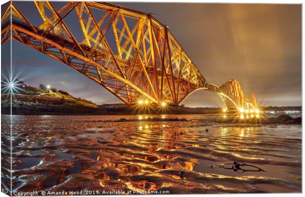  Forth railway bridge golden ripples Canvas Print by Amanda Wood