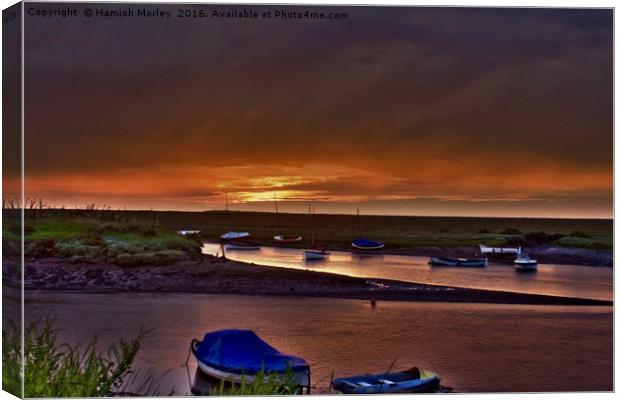 Burnham Overy Staithe Sunse Canvas Print by Hamish Morley