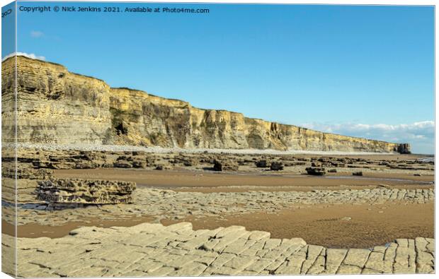 Cliffs and Sand between Monknash and Nash Point Be Canvas Print by Nick Jenkins