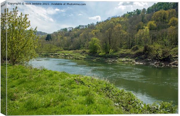 The River Wye upstream from Brockweir Wye Valley Canvas Print by Nick Jenkins