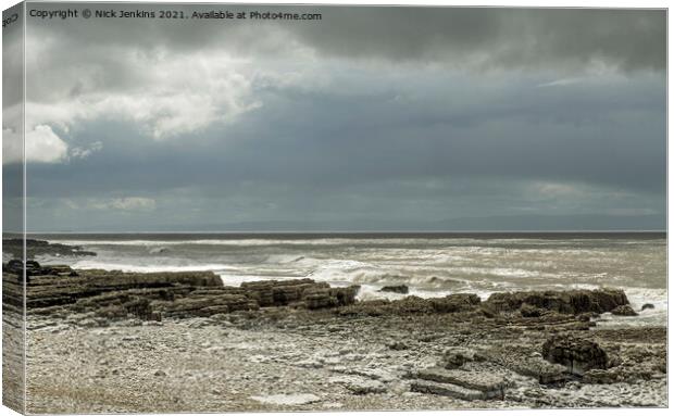 Windy day on the Beach Porthcawl South Wales Canvas Print by Nick Jenkins