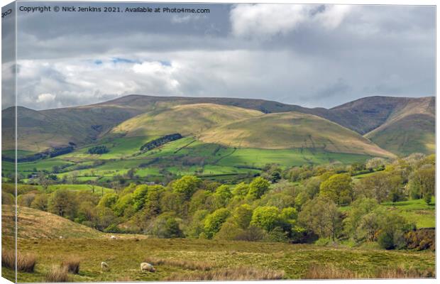 View of part of the Howgill Fells Cumbria  Canvas Print by Nick Jenkins