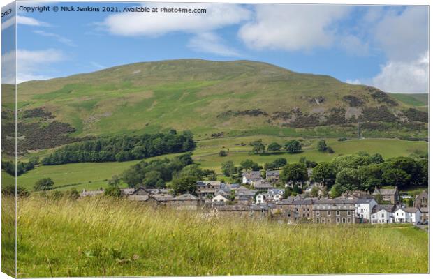 Winder rising above the Howgills town of Sedbergh Canvas Print by Nick Jenkins