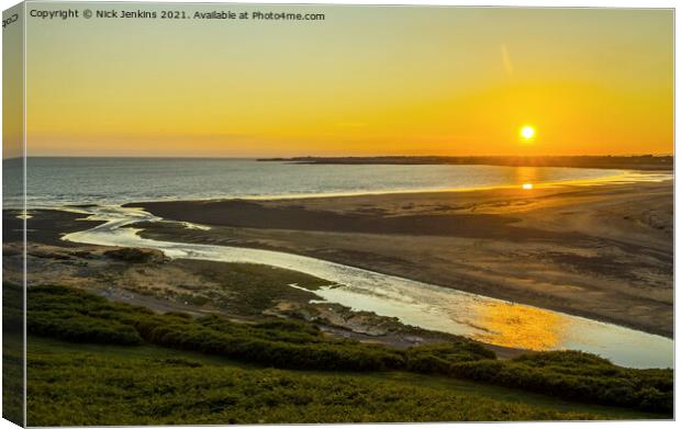 Summer Sun setting over River Ogmore Estuary south Canvas Print by Nick Jenkins