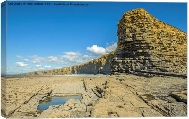 Cliffs at Nash Point Beach south Wales coasrline  Canvas Print by Nick Jenkins
