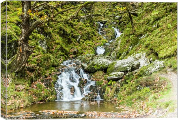 Waterfall near Garreg Ddu Reservoir Elan Canvas Print by Nick Jenkins