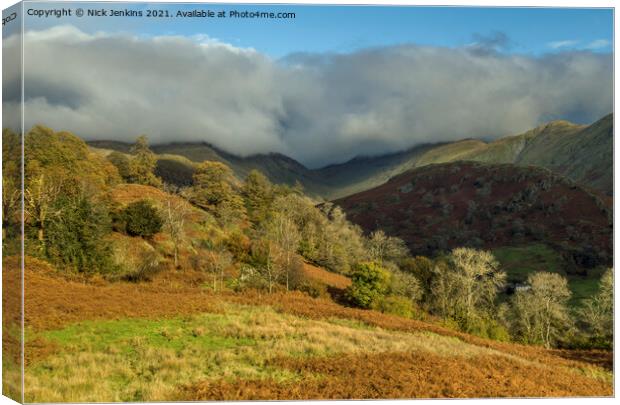 View up the Troutbeck Valley Lake District  Canvas Print by Nick Jenkins
