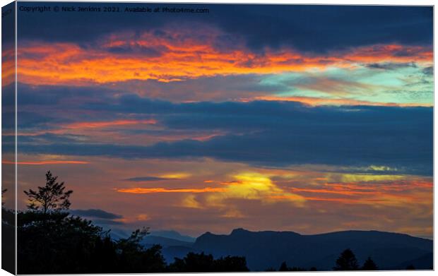 Sunset over the Langdale Pikes  Canvas Print by Nick Jenkins