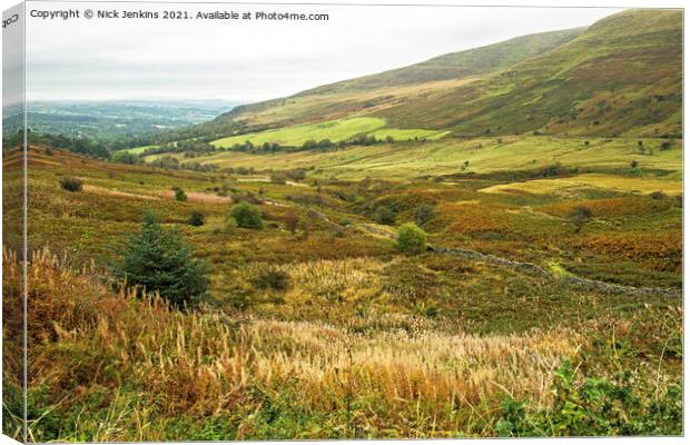 The Tarell Valley Brecon Beacons Looking North Canvas Print by Nick Jenkins